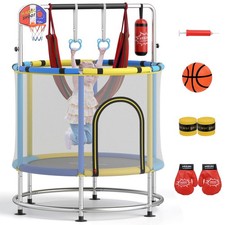 6-in-1 Kids Trampoline Combo 55" Toddler Play Activity Center w/Hammock Navy