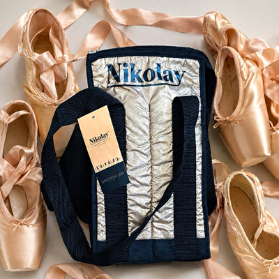 NWT: Nikolay Grishko Dancewear Bag. Gold and Black Ballet Tote. Holds 4 pair.