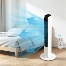 Image of 33" Oscillation Tower Fan with Remote Control 3-Speed Wind White