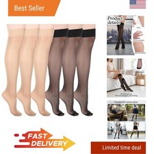 6 Pairs Knee High Stockings for Women, Knee Highs Trouser Socks  black nude 