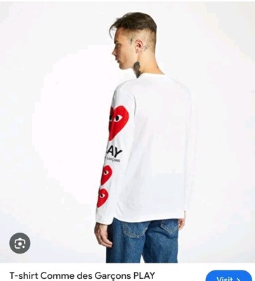 Authentic COMME DES GARCONS PLAY Printed LONG SLEEVES LOGO T-SHIRT