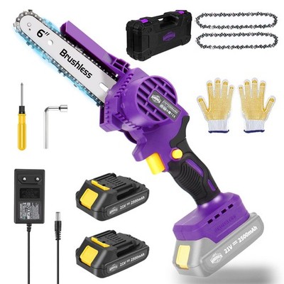 Brushless Mini Chainsaw, 6-Inch Cordless Battery Powered Small Chainsaw with ...