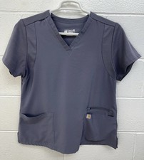 Carhartt Force Cross-Flex Women's Flex Panel V-Neck Scrub Top Gray Large