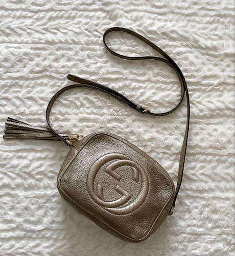 GUCCI Soho Disco Bag Gold Leather Shoulder Purse /