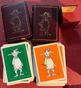 Vintage Golf Humor Jokes Double Deck Playing Cards in Leather Magnetic holder