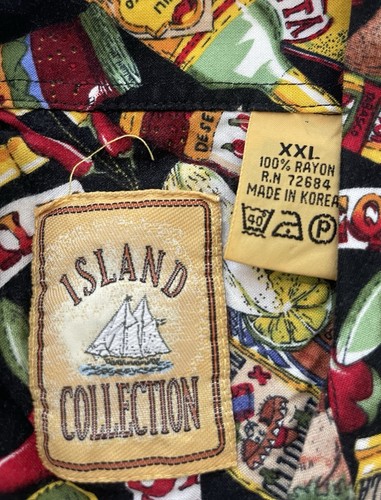 VINTAGE Island Men Button Up Shirt 2XL Hawaiian Hot Sauce Salsa All Over Print - Picture 14 of 16