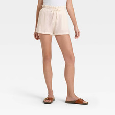 Women's High-Rise Pull-On Shorts - Universal Thread - Medium - Cream
