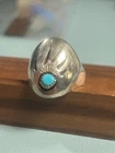 Vtg Navajo Sterling Silver Bear Paw Ring - Signed R (Ray Fierro) - Size 13.5