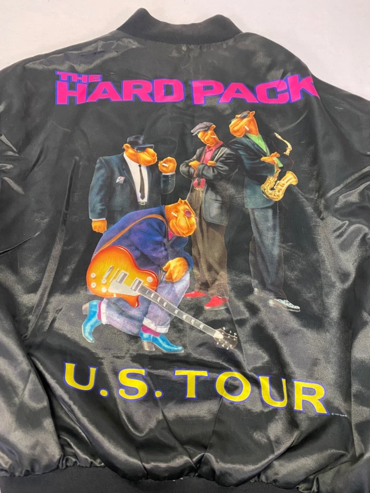 Chaqueta de bombardero Joe Camel Swingster satinada LG negra años 90 paquete duro gira por Estados Unidos Foto 4 de 4