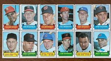 1969 Topps Baseball, Complete 12 Stamp Panel, #18 Drysdale, Santo, B. Williams