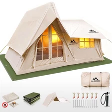 Large Inflatable Tent for 8-10 Person - 135 SQFT Cabin Tents with Stove Jack
