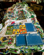 SMURFS Lawtex Twin Bed SET w Pillow Case 3 ABC Learning Chalkboards 6 Booklets