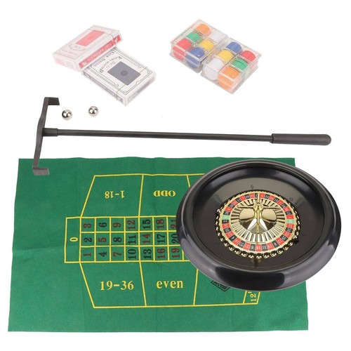 40cm 16" Roulette Wheel Set game Including Felt, Chips, Cards & Rake UK