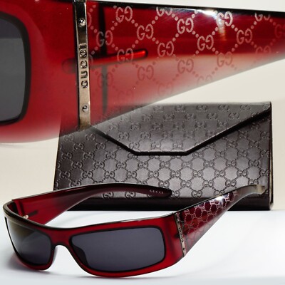Gucci Sonnenbrille 2004 Vintage Monogram dunkelrot schwarz GG 1564/S RECL3 291024