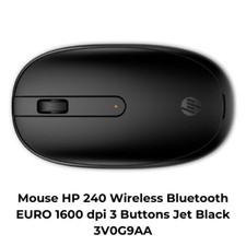 Mouse HP 240 Wireless Bluetooth EURO 1600 dpi 3 Buttons Jet Black 3V0G9AA