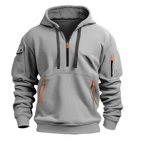 Men's Hooded Hoodie Zipper Multi-Pocket Pullover Jacket Sports Casual Sweatshirt - Picture 10 of 32