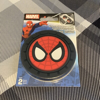 Plasticolor Spiderman Car Coaster, 2x Cupholder Coasters Marvel Comics Spiderman