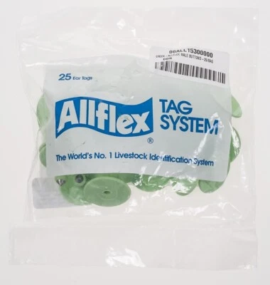 Allflex Global Small Male Buttons, Green, 25 ct