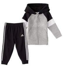 Authentic Adidas Little Boys Zip Front Jacket and Pants Set Size 7