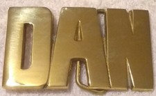 Vintage Solid Brass DAN Belt Buckle Name Cut Out