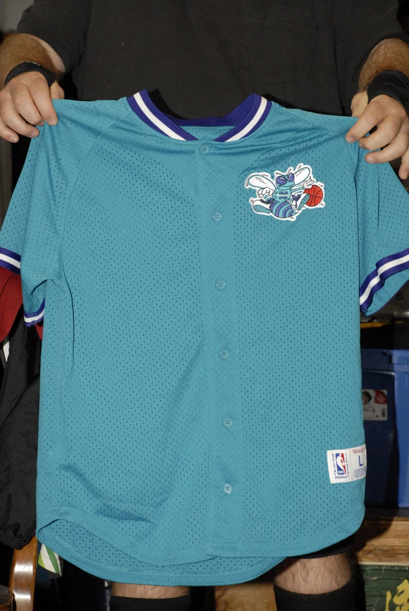 Charlotte Hornets Mitchell ness Button up baseball type jersey