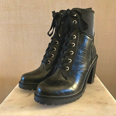 black high block heel ankle boots