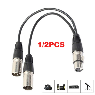 3Pin XLR Female Jack To Dual 2 Male Plug Y Splitter Cable Adapter Microphone USA