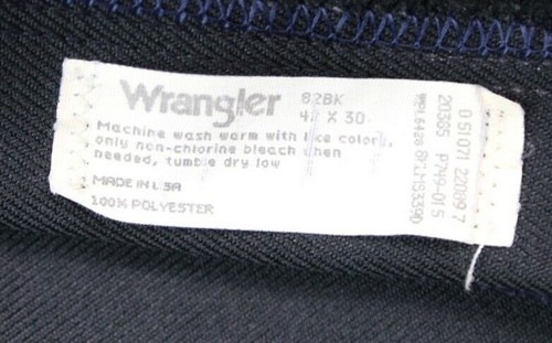 Vintage Men's Wrangler 82BK Sta Prest Polyester Pants USA Black Sz 42x30 (41x30) - Picture 3 of 9