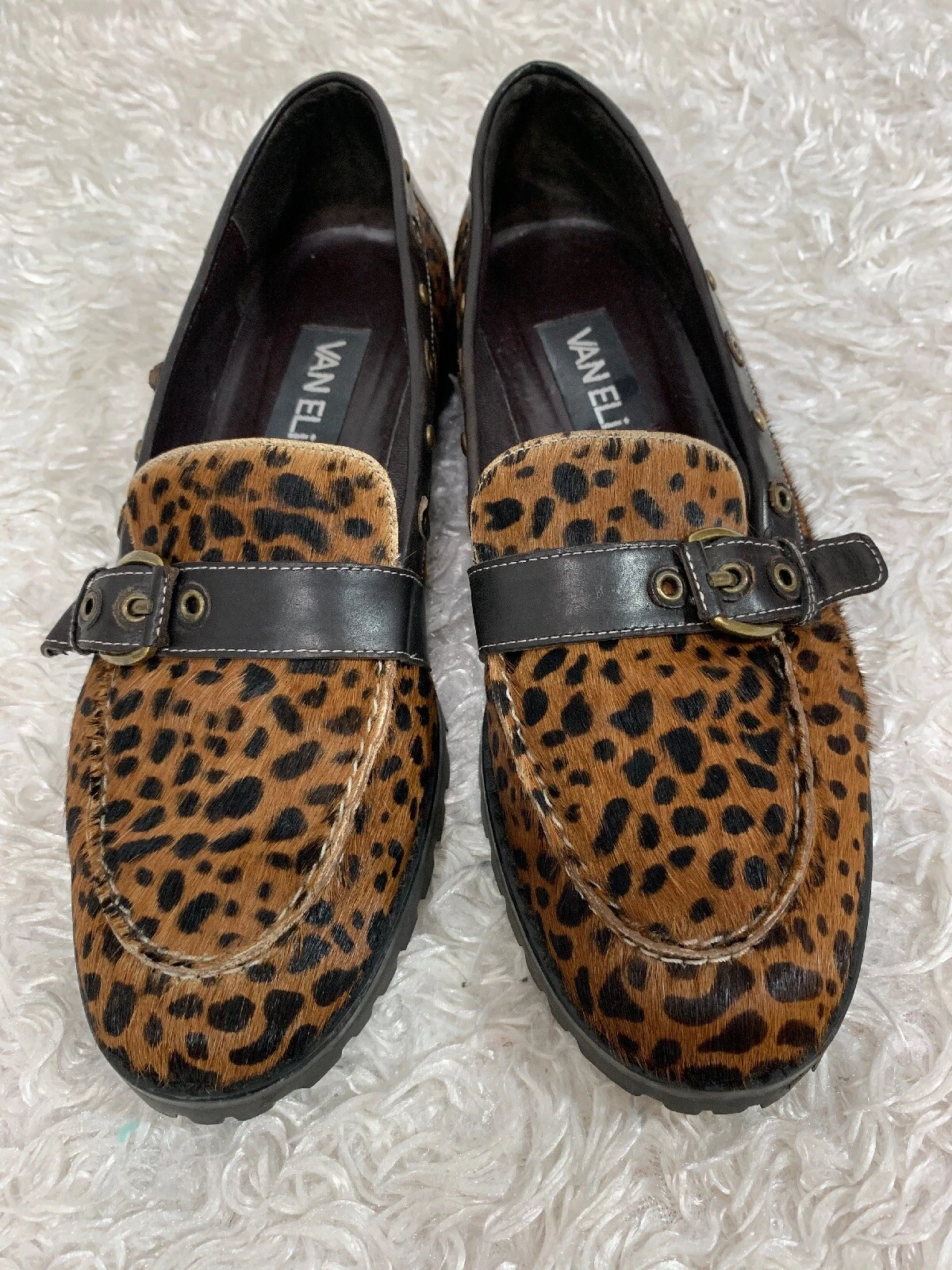 VANS Scarpe mocassini donna VAN ELI stampa leopardata slip on pelo di vitello battistrada antiscivolo 8N