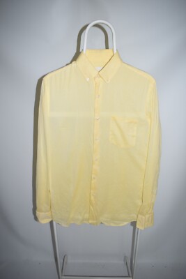 PRADA Casual Shirt Knit Yellow Long Sleeve 100% Cotton Italy Men's Size 15.5/39
