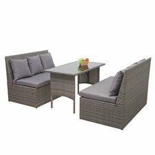 Poly-Rattan Garnitur MCW-G16, Gastronomie 2x2er Sofa Tisch grau, dunkelgrau
