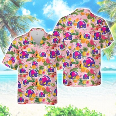 Taco Bell Tropical Flower Aloha Hawaiian Shirts, Taco Bell Pink Hawaiian Shirt