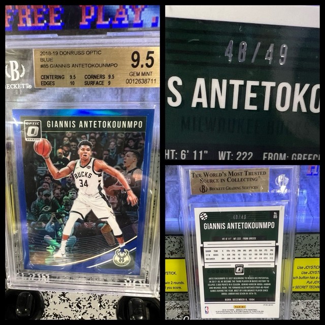 2018-19 Panini Donruss Optic Giannis Antetokounmpo #85 Blue /49 BGS 9.5 GEM MT