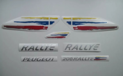 CUSTOM FITS PEUGEOT 206 RALLYE REPLACEMENT STICKER DECAL SET KIT SILVER ...