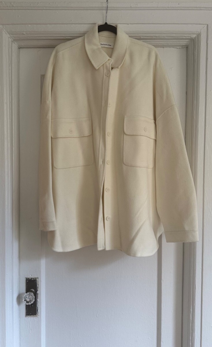 the frankie shop dallas wool-blend shirt jacket in Ivory XL, n w/o
