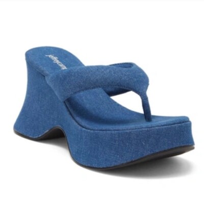 Jeffrey Campbell Drippi Platform Flip Flop Sandal in Blue Denim