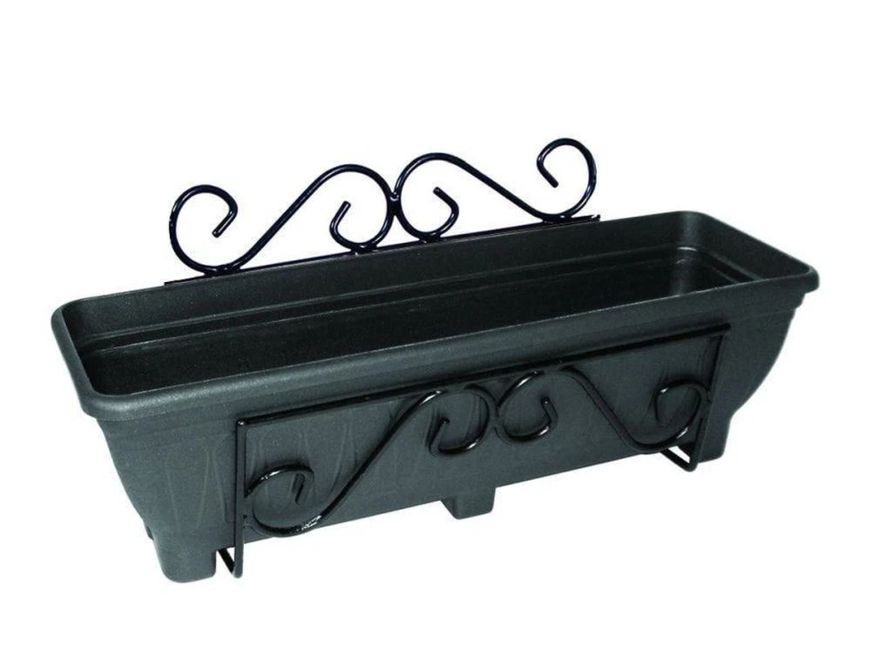 Planter 61 cm With Trough Wall Mounted Scrolled Design Steel Garden Pride
