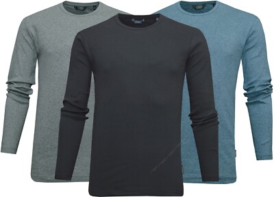 Herren Langarm T-Shirt Slim Fit 100 % Baumwolle Uni Freizeit Oberteil Ex Store S - 3XL