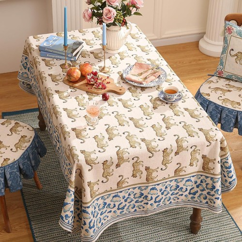 Tovaglia in lino animale leopardo traspirante - 55x71” per tutte le occasioni - Foto 5 di 11