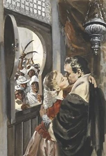 Walter Wallace Seaton (1895 - 1957) Illustration Painting Lovers in Arabia