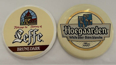 Leffe Brune Dark and Hoegaarden White Beer Ceramic Beer Coasters Set