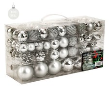 100 Weihnachtskugel Lamettini Spitze Christbaumkugel Silber Christbaumschmuck