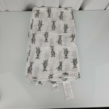Aden  Anais Muslin Swaddle Blanket SAFARI Zebra White Grey Baby