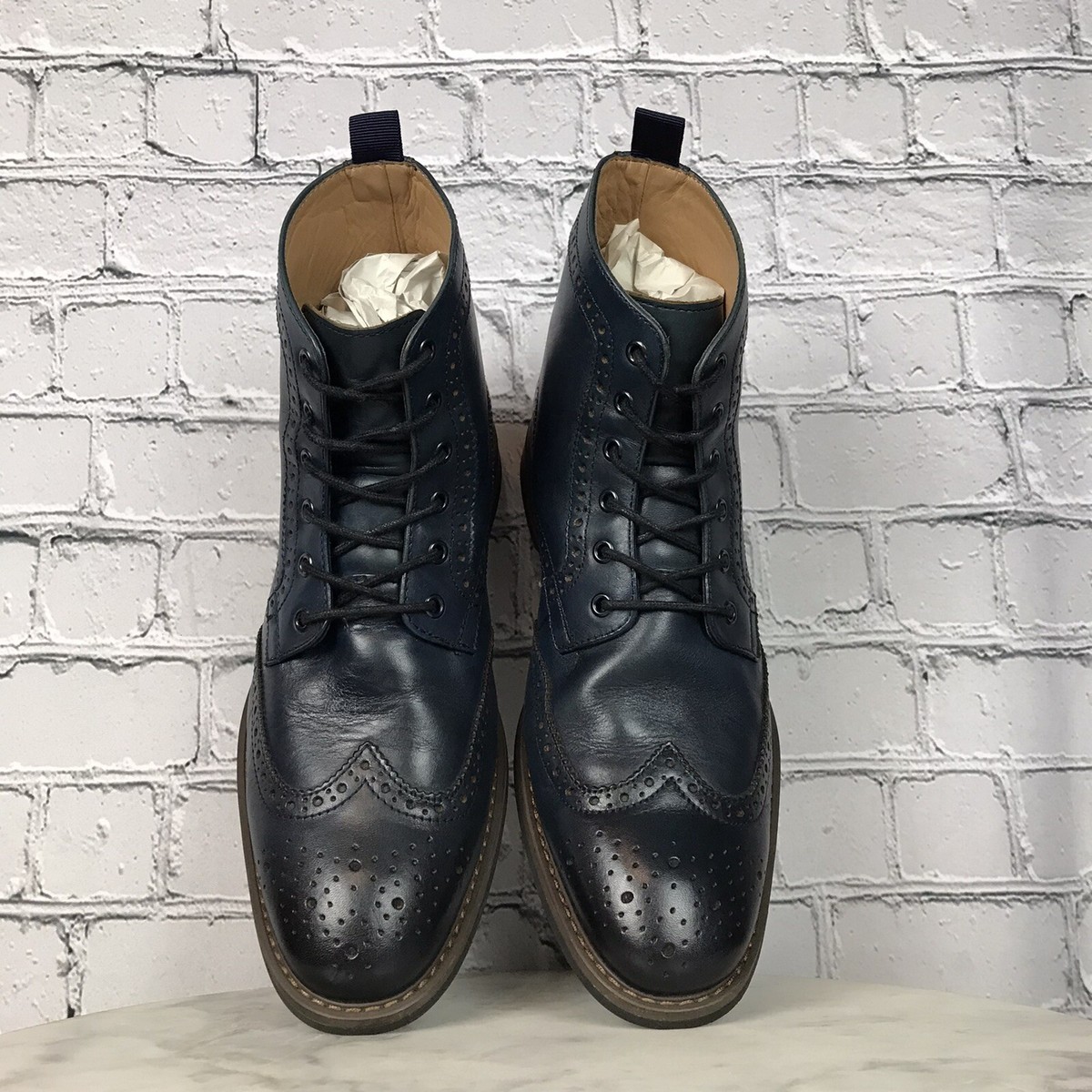 La Milano Patina Collection Mens Leather Blue Oxford Wingtip Boots Size 12 LZ181 La Milano Patina Collection Mens Leather Blue Oxford Wingtip  main image 4