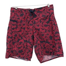 PATAGONIA Board Shorts Swim Trunks Blue Red Floral Geo Pattern Size 32