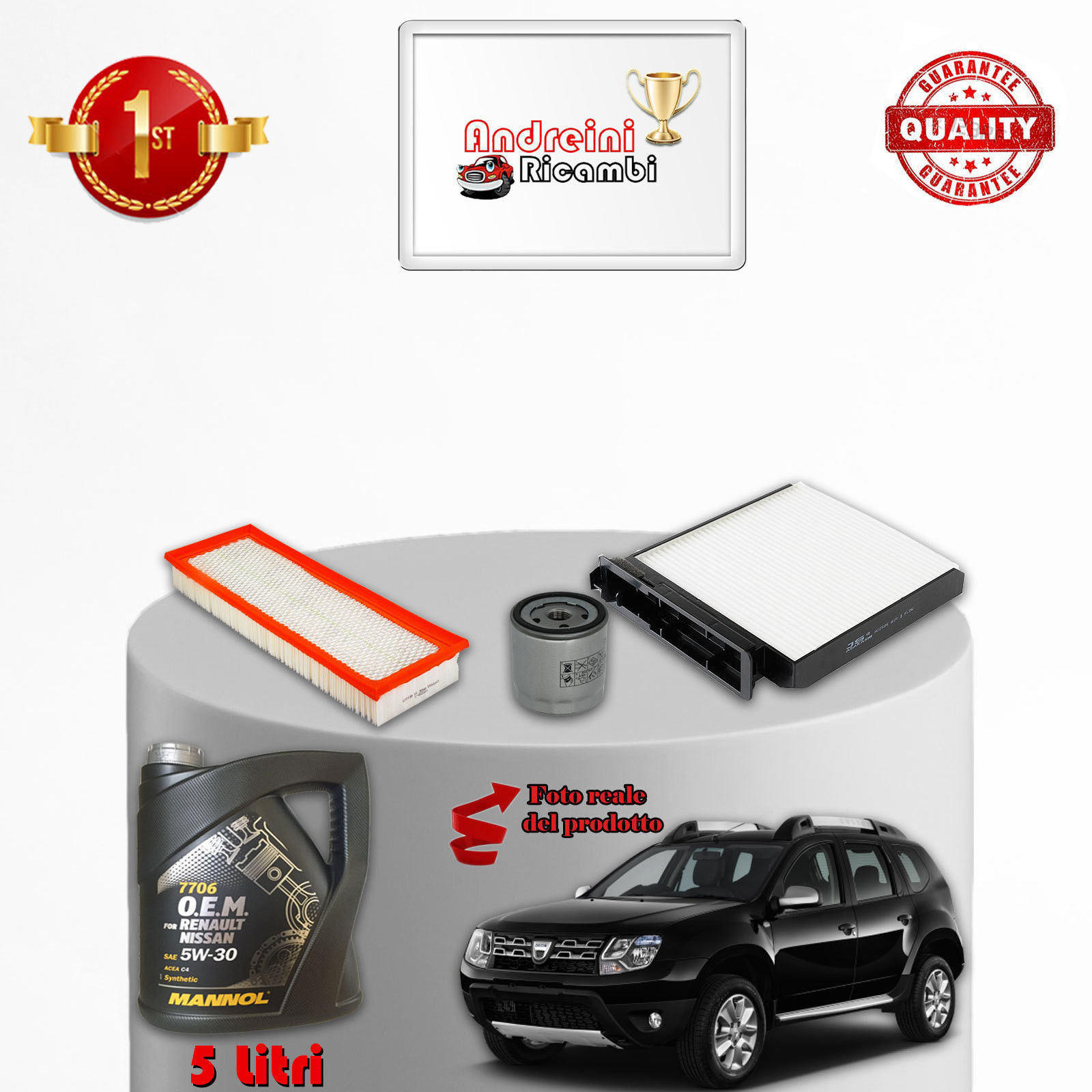 KIT TAGLIANDO FILTRI E OLIO DACIA DUSTER 1.5 dCi 81KW 110CV 2016 ->