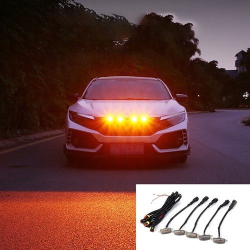 5pcs LED Amber Grille Lighting Kit Universal For Truck SUV Ford SVT Raptor Style - Picture 3 of 12