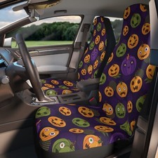 Creepy Cute Jack-o-lantern Car Seat Covers - Set Of 2 -halloween Decorations