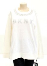 DKNY Polished Nature Ivy Rhinestone Crewneck Pullover Women's Large L NWT