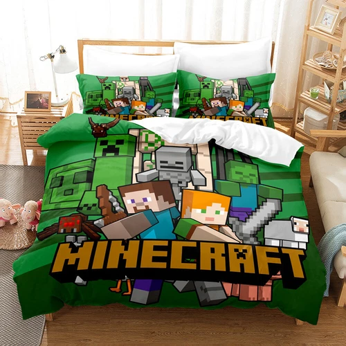 Minecraft Quilt Duvet Doon Cover Set Bedding Soft Kid Single Double Queen King - Picture 1 of 31